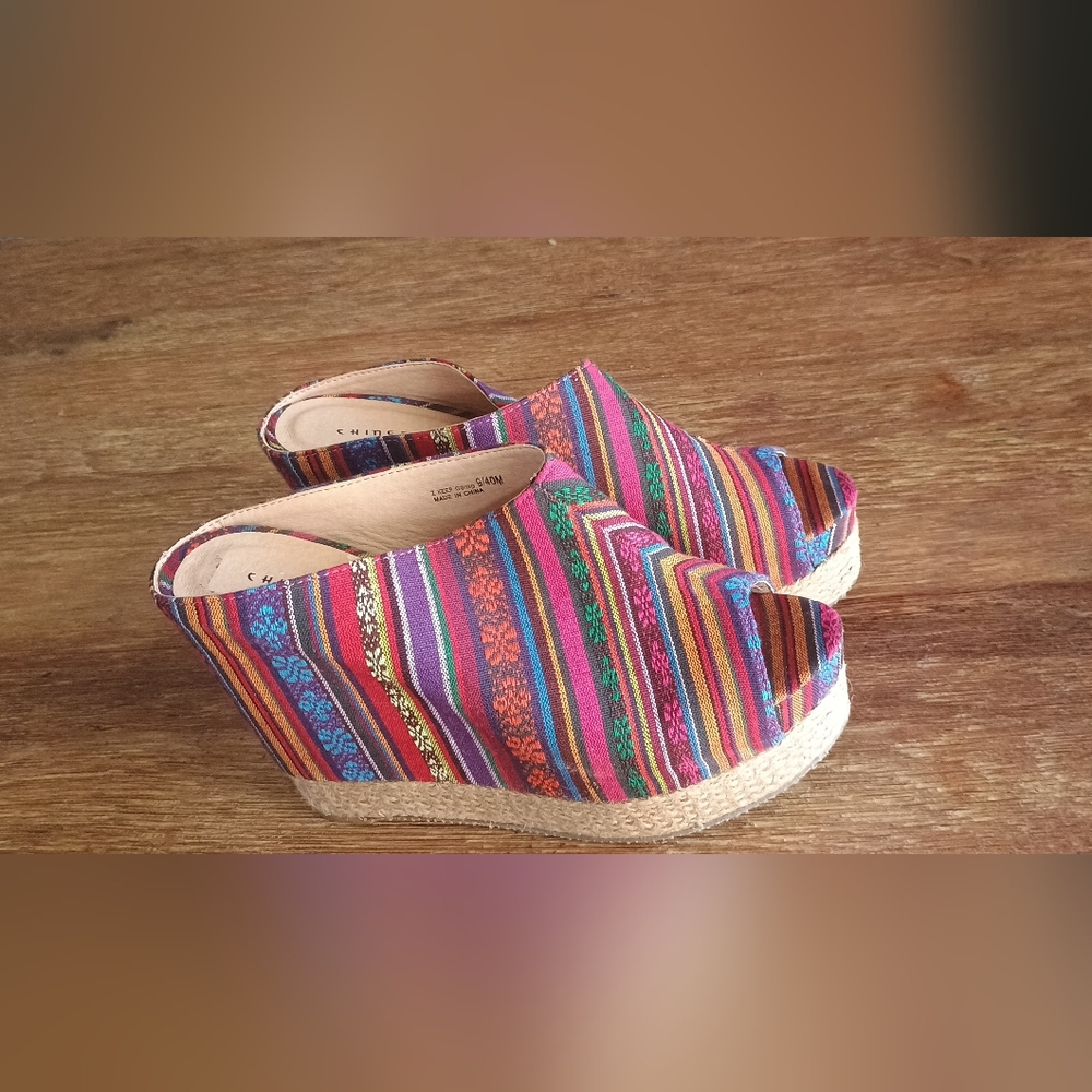 Chinese Laundry Pink Multicolor Striped Espadrille Platform